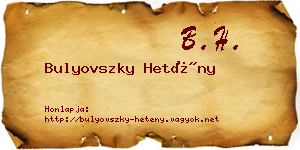 Bulyovszky Hetény névjegykártya